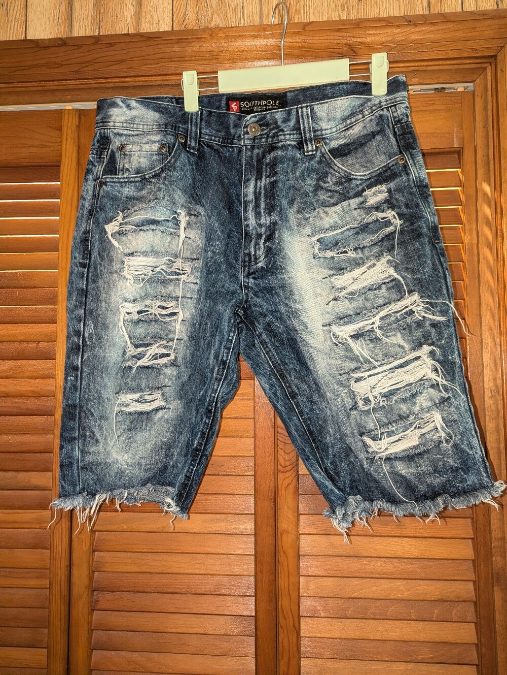 Distressed Acid Wash Southpole Ripped Jean Shorts
